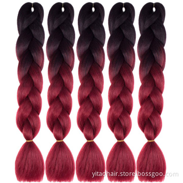 wholesale colorful red Braiding Hair Synthetic crochet Braids hair Extensions High Fiber Twist Braiding Hair for woman 24Inch